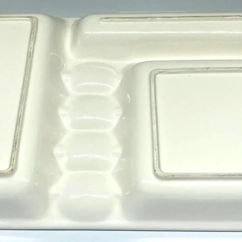 Vintage Divided Veggie Dish Tray Platter 3 Piece Set Mount Clemens Pottery Japan